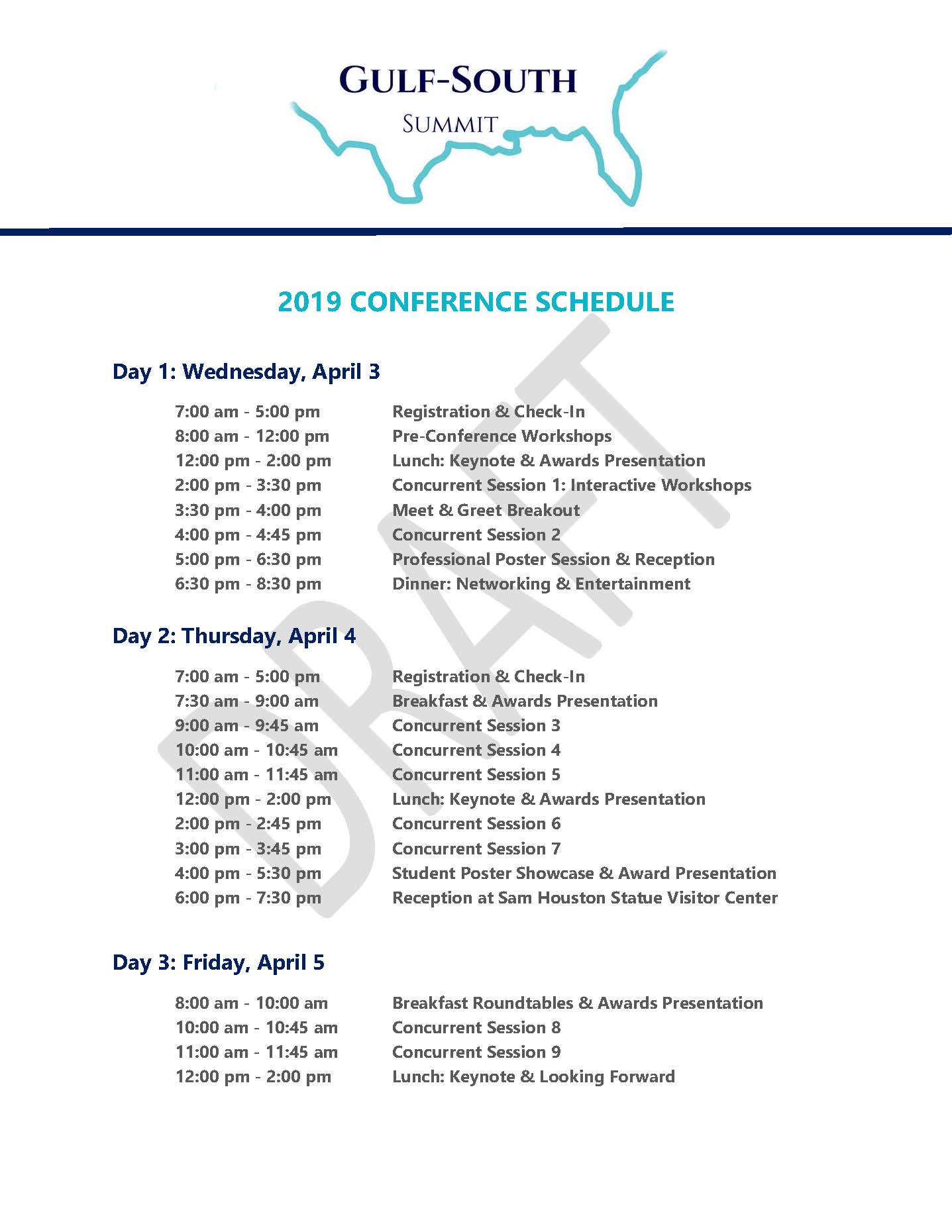 2019 Conference Schedule GulfSouth Summit