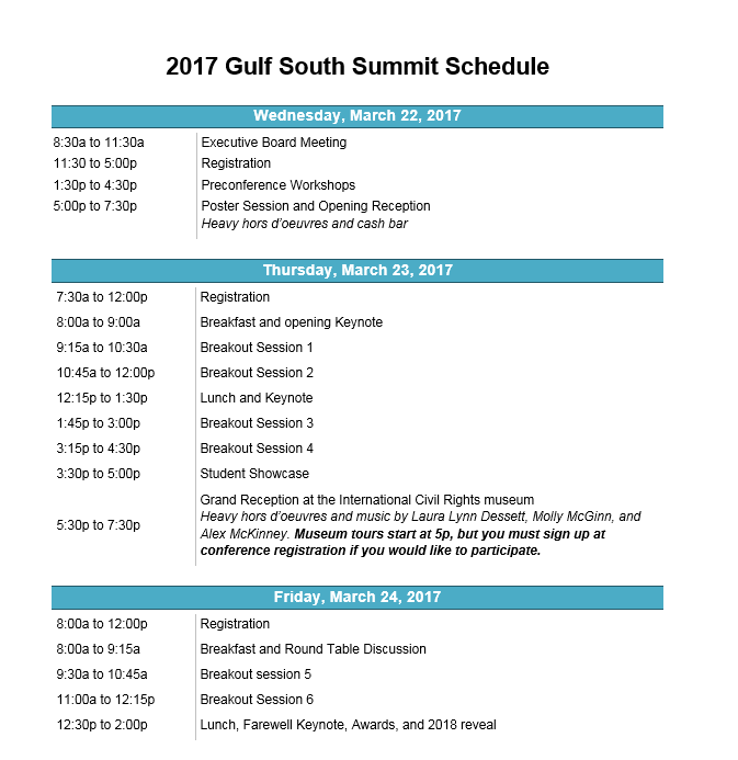 2017 Conference Schedule – Gulf-South Summit